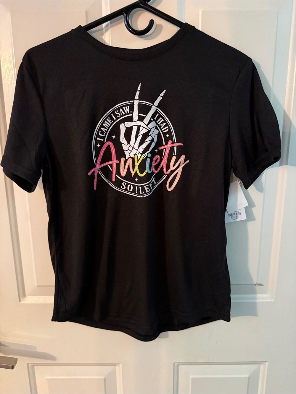 Sonoma Black Tee with Multicolor 'Anxiety' Graphic